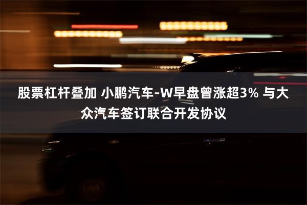 股票杠杆叠加 小鹏汽车-W早盘曾涨超3% 与大众汽车签订联合开发协议