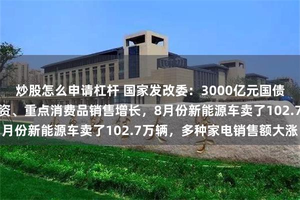 炒股怎么申请杠杆 国家发改委：3000亿元国债资金全部下达！设备投资、重点消费品销售增长，8月份新能源车卖了102.7万辆，多种家电销售额大涨