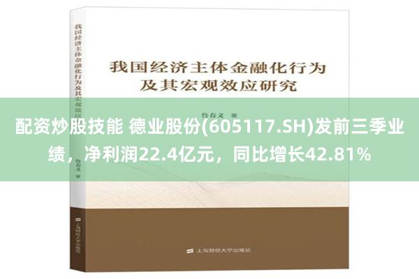 配资炒股技能 德业股份(605117.SH)发前三季业绩，净利润22.4亿元，同比增长42.81%