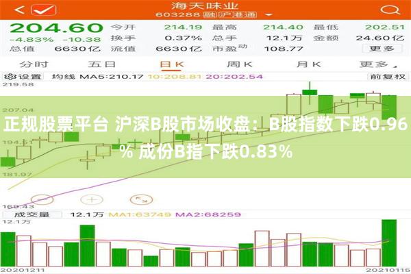 正规股票平台 沪深B股市场收盘：B股指数下跌0.96% 成份B指下跌0.83%