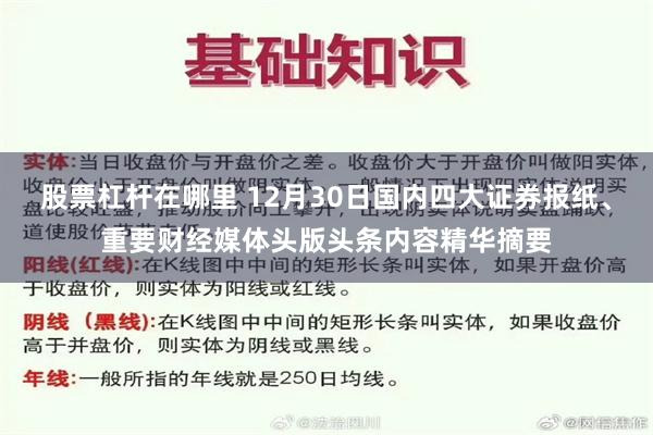 股票杠杆在哪里 12月30日国内四大证券报纸、重要财经媒体头版头条内容精华摘要