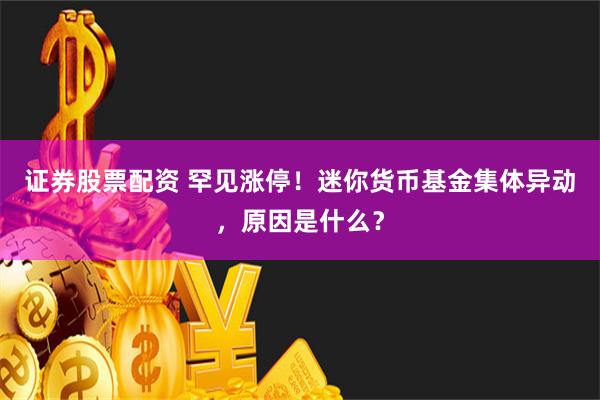 证券股票配资 罕见涨停！迷你货币基金集体异动，原因是什么？